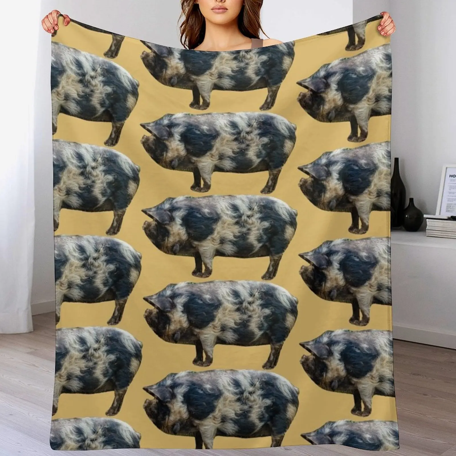 

KuneKune pig Throw Blanket Travel Size Cozy Blanket for Plane Train