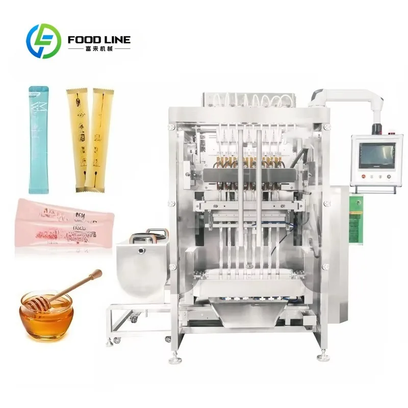 Custom Made Automatic Multilane Irregular Shaped Back Sealed Packaging Vertical Stick Bag Liquid Energy Gel Packing Machine