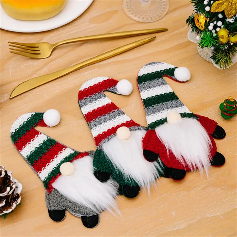 Christmas Sticker Hat Knife And Fork Bag Unique Eye-catching Christmas Decoration For Dolls Without Face Christmas Decoration