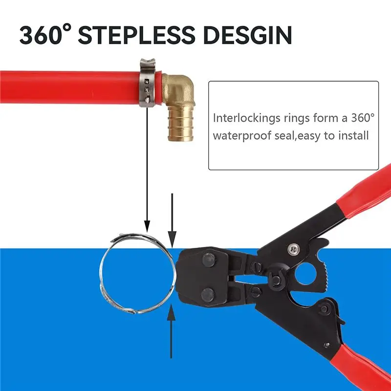 AA83 100 PCS 1/2-Inch Pex Cinch Clamp Rings, High-Quality 304 Stainless Steel Pex Crimp Rings, Pex Pipe Fitting Clamp Rings