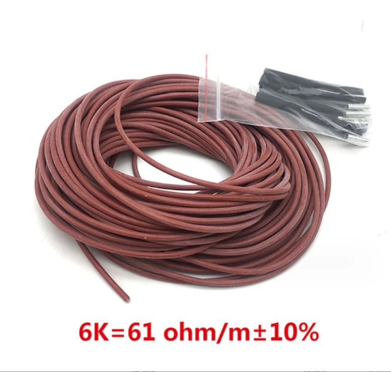 6K Heating Wire Floor Cable 20/30/50/100M 200degree 3000V 8UM-18UM Infrared Silicone Rubber High Energy Efficiency