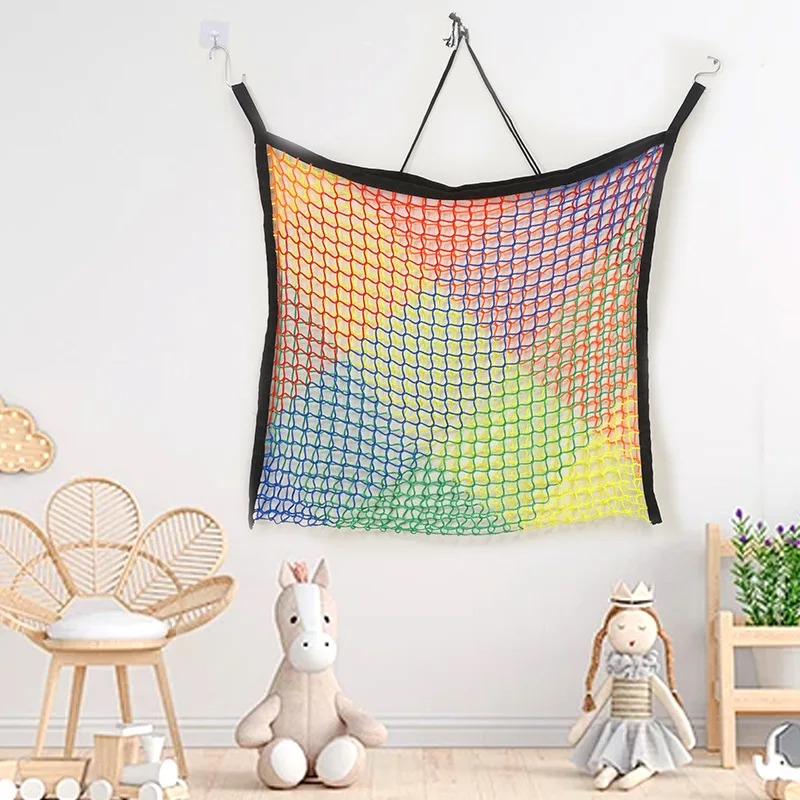 

Богемная сетка для хранения игрушек, подвесная настенная сетчатая сумка, два угла, органайзер ручной работы для детской комнаты, домашний декор, практичное хранение