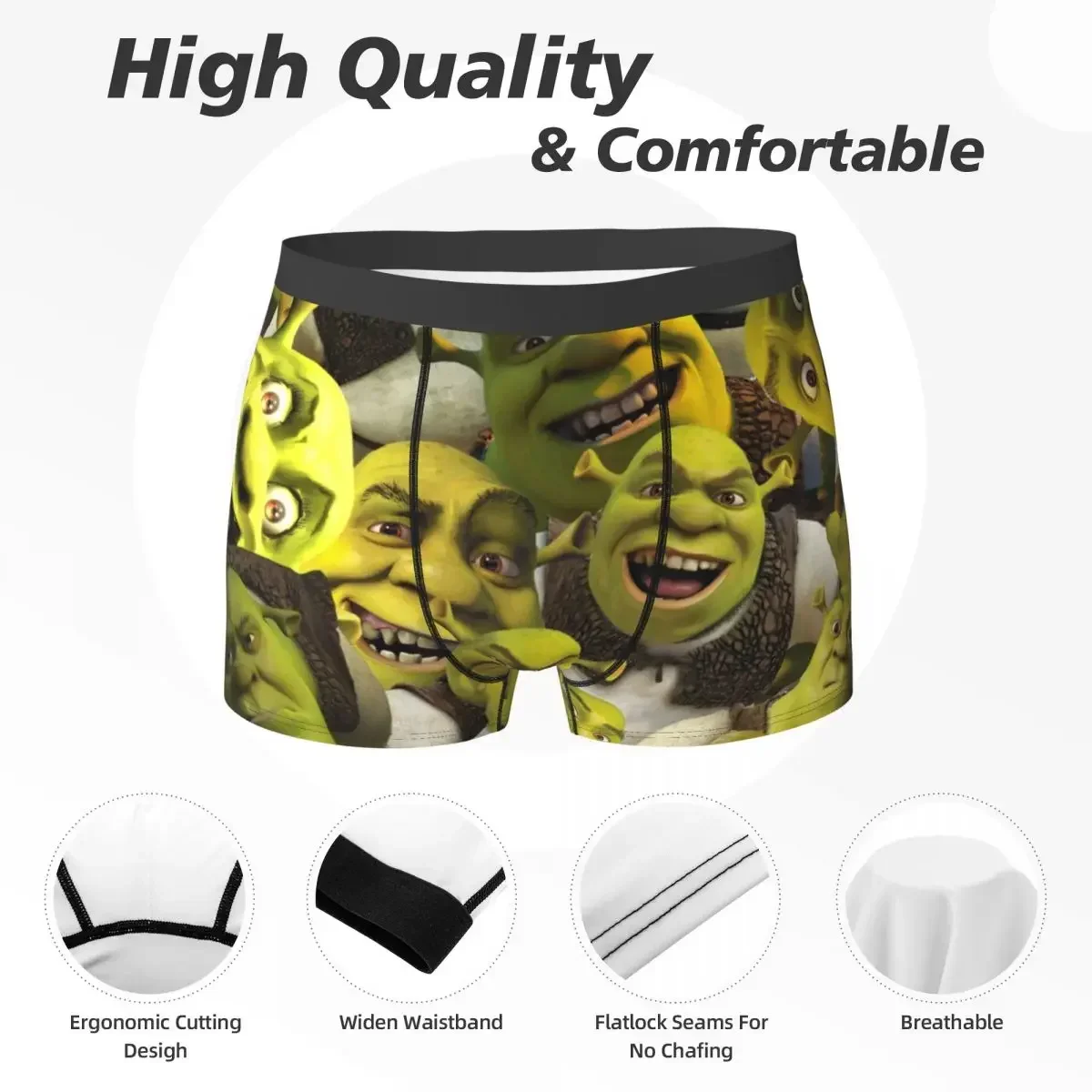 Boxer Underpants Shorts Shrek Collage Panties Men\'s Breathable Underwear for Homme Man Boyfriend Gifts