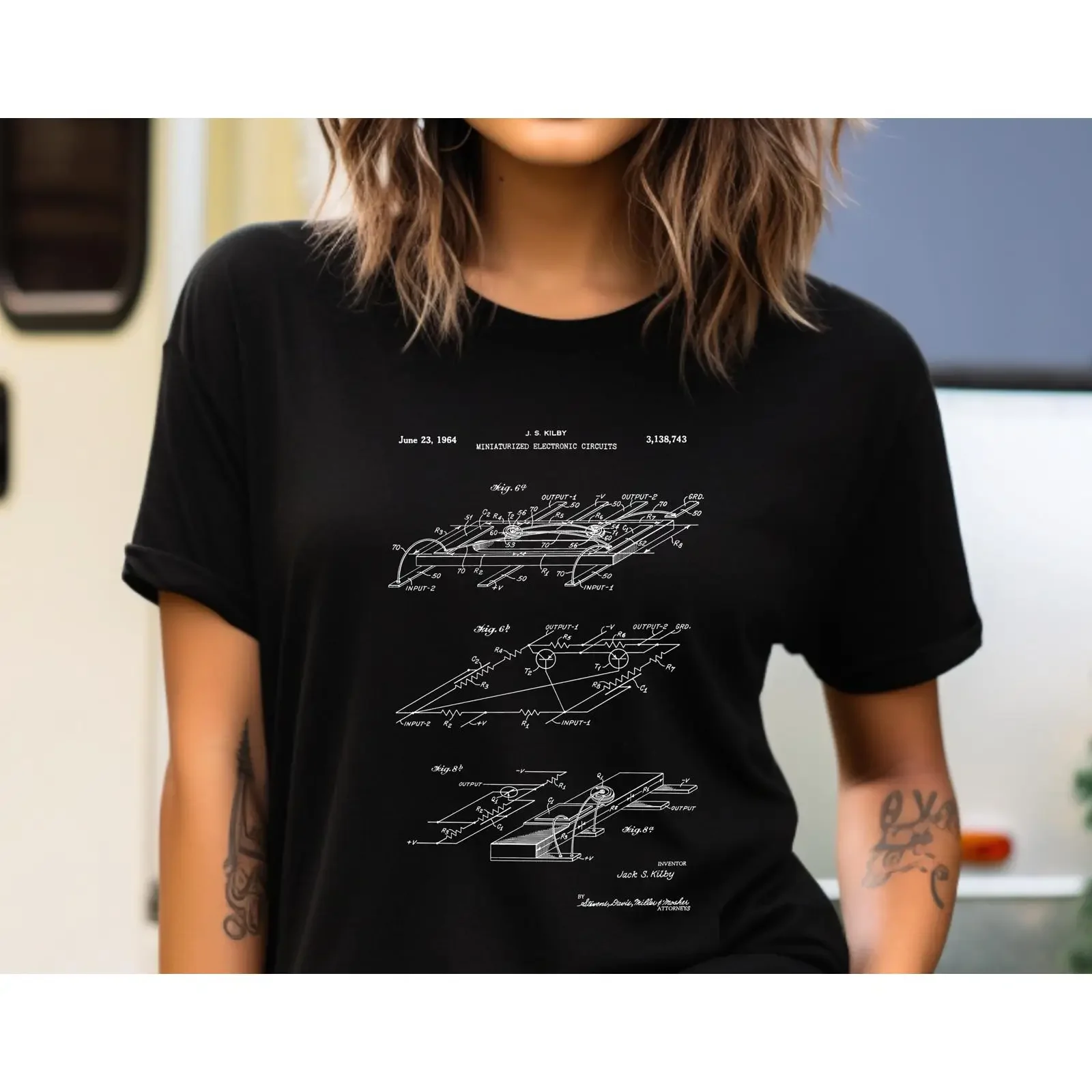 1959 US Patent Microchip Design T Shirt Vintage Technology Art for Electronics Engineer Computer Tech Science Lover vintage