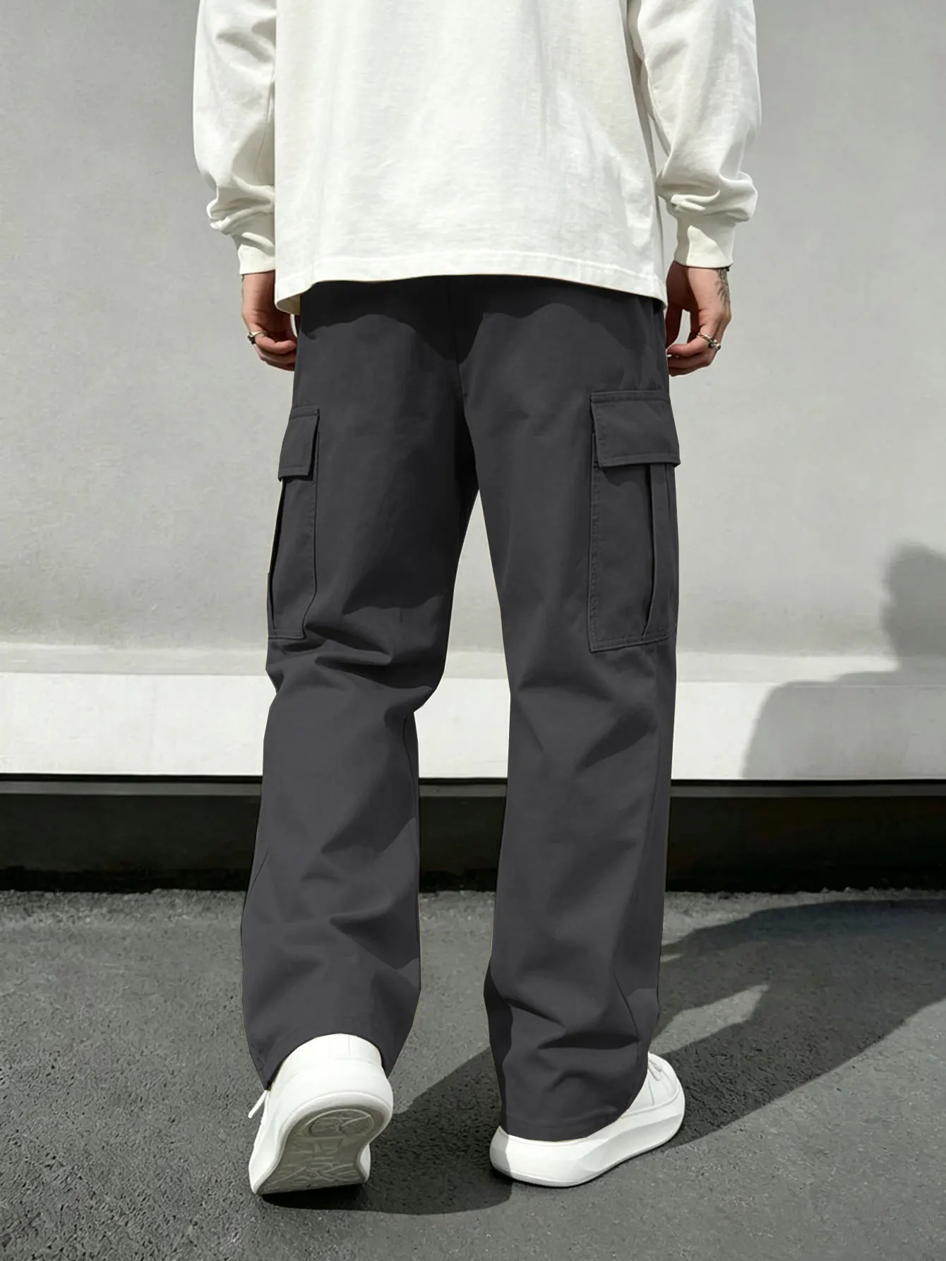 Herren Casual Gerade Geschnittene Arbeitshose Modisch Bequem Gewebter Stoff Frühling Herbst Alltagskleidung – Detail 18