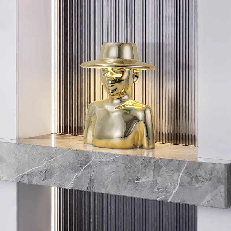 

Современный настольный светильник, роскошная креативная шляпа, украшение для гостиной, офиса, спальни, настольного ТВ-шкафа, домашнего искусства, золотая стеклянная лампа