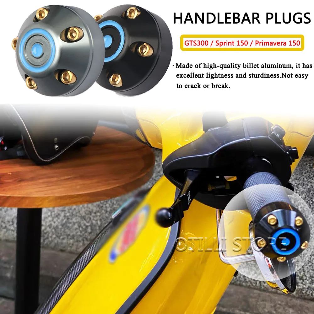 جديد الألومنيوم مقبض مقود دراجة المقابس بار نهاية غطاء دراجة نارية لفيسبا بريمافيرا بريمافيرا 150 سبرينت سبرينت 150 GTS300 GTS 300
