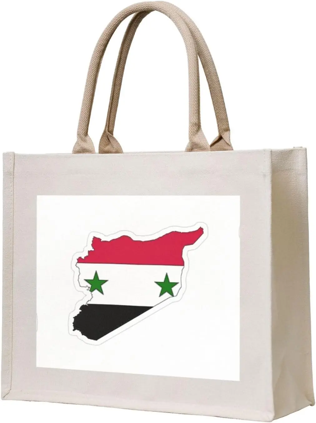 Bolsa tote de transporte de lona com mapa da bandeira siria, bolsa de presente personalizada, sacola feminina para ioga, trabalho,