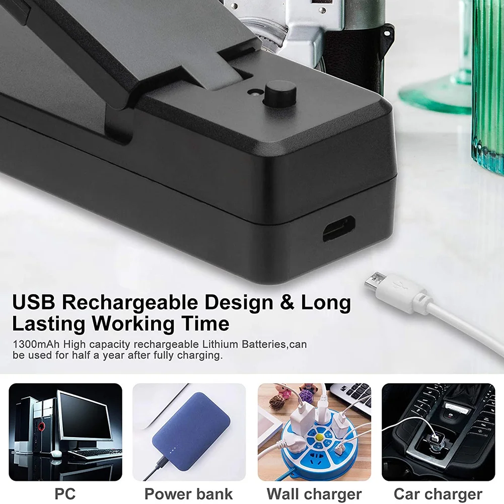 [NEW!A67Z】 Mini Bag Sealer-2In1 Portable Rechargeable Handheld Vacuum Heat Sealers &Cutter For Plastic Bag Storage Food