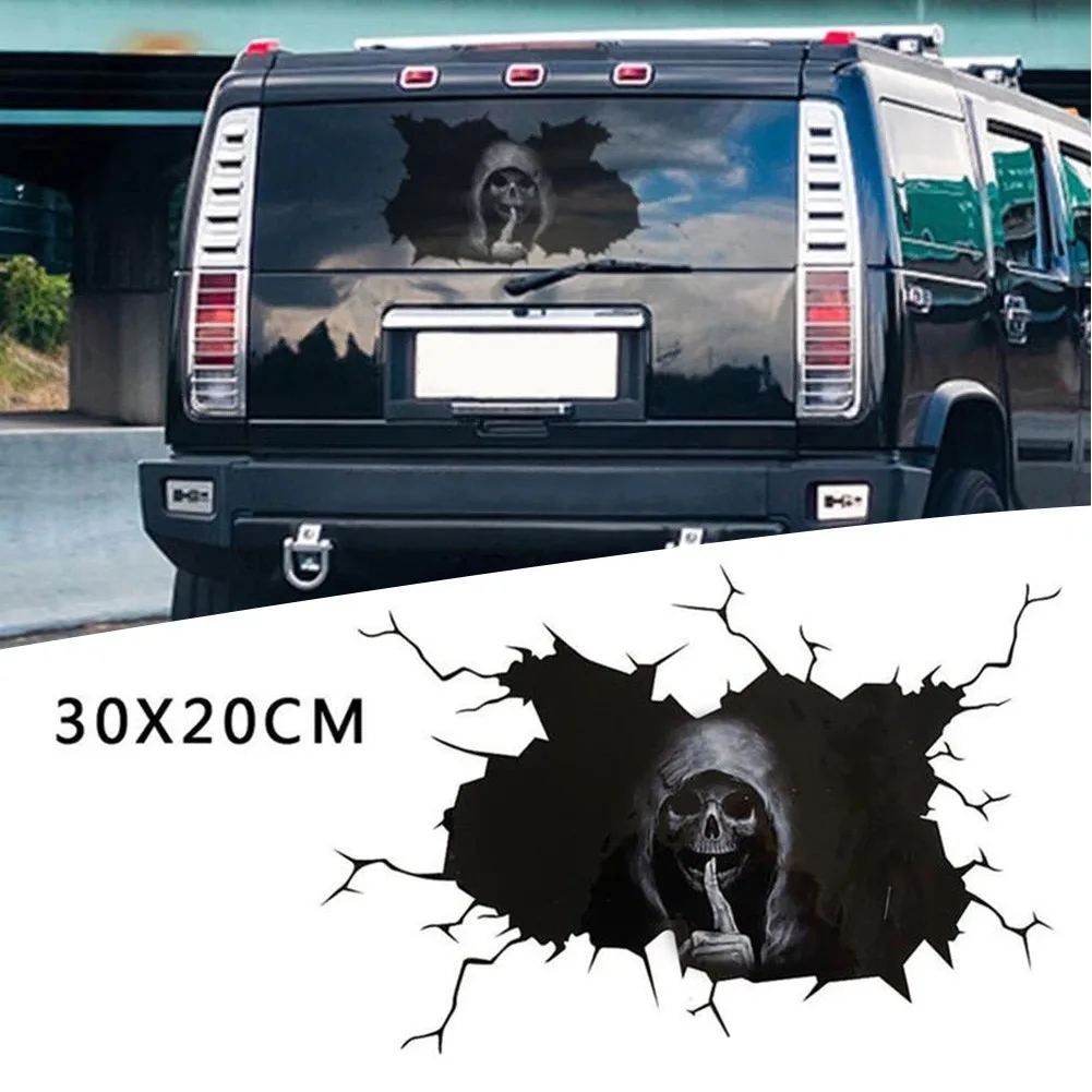 Waterproof Skull Car Party Wall Decals for Windows Floors Doors and Appliances Horror Themed PVC Stickers for Smooth Use