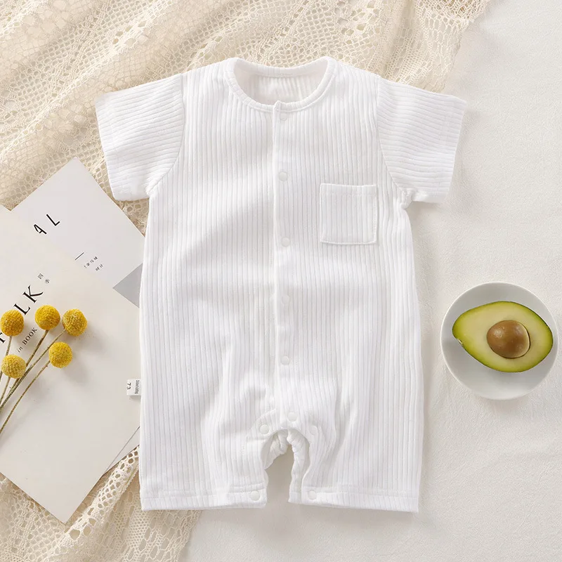 Pelele de manga corta para bebé recién nacido, monos de verano de algodón para niños y niñas gemelos, ropa de una pieza de 0 a 24 meses, 2023