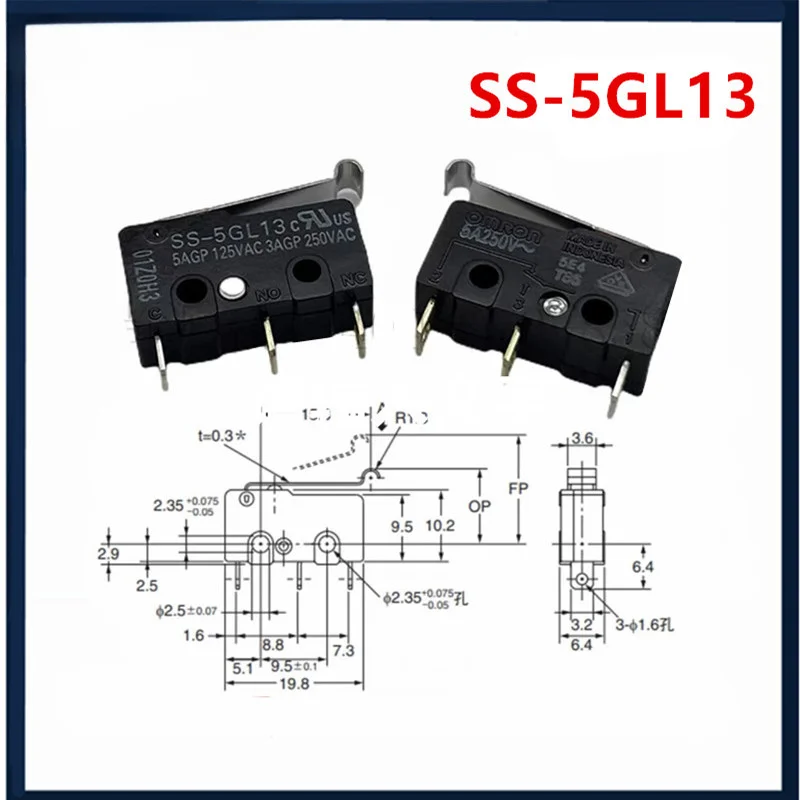 Interruptor de limite de viagem micro pequeno, original, 3 pinos, SS-5, SS-5GL, SS-5GL2, SS-5GL13, SS-5GL Series, 5pcs, 10pcs