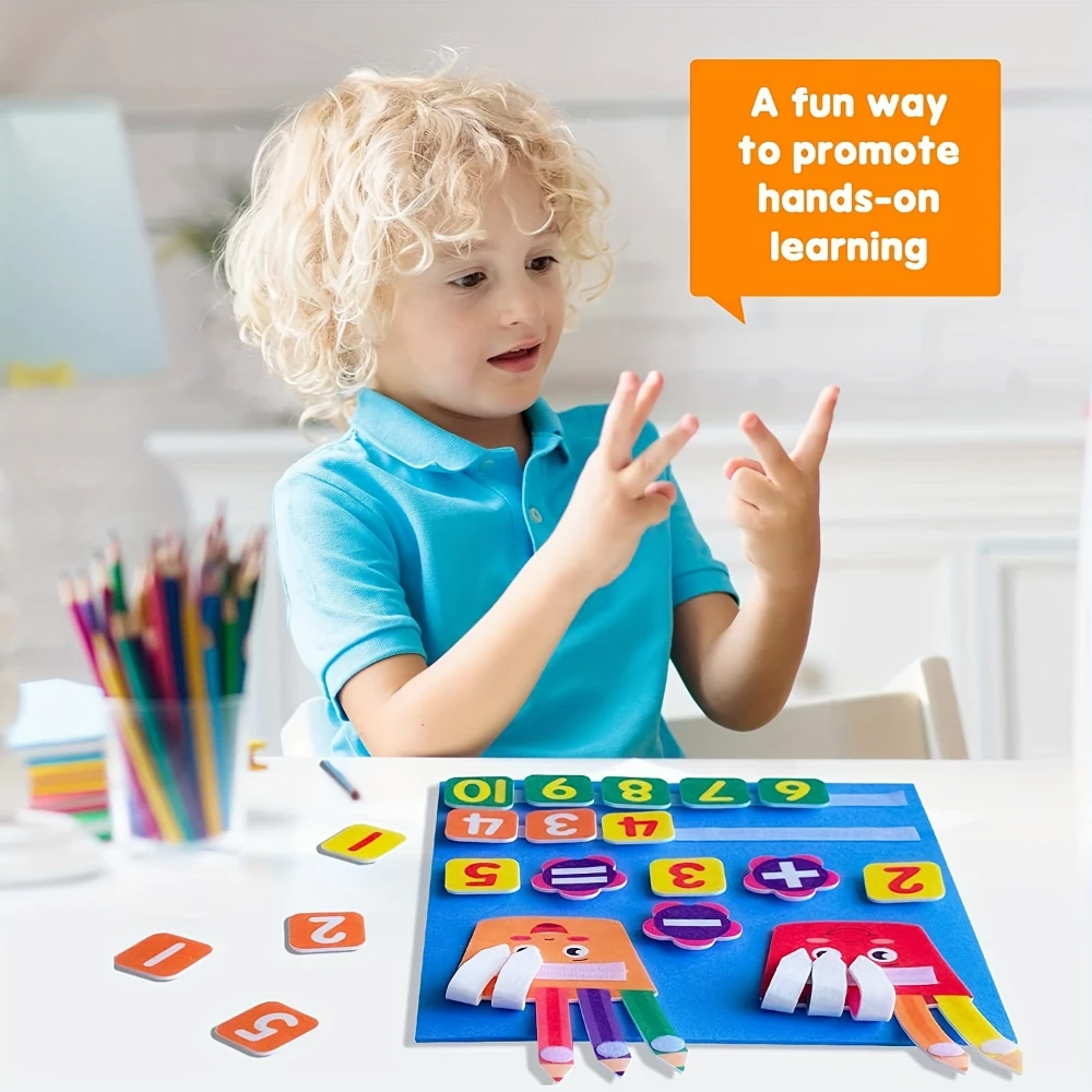 1Set Toddler Felt Colorful Numbers Learning Board - with Counter Tool, Fun Learning Experience, Exercise Hand-eye Coordination