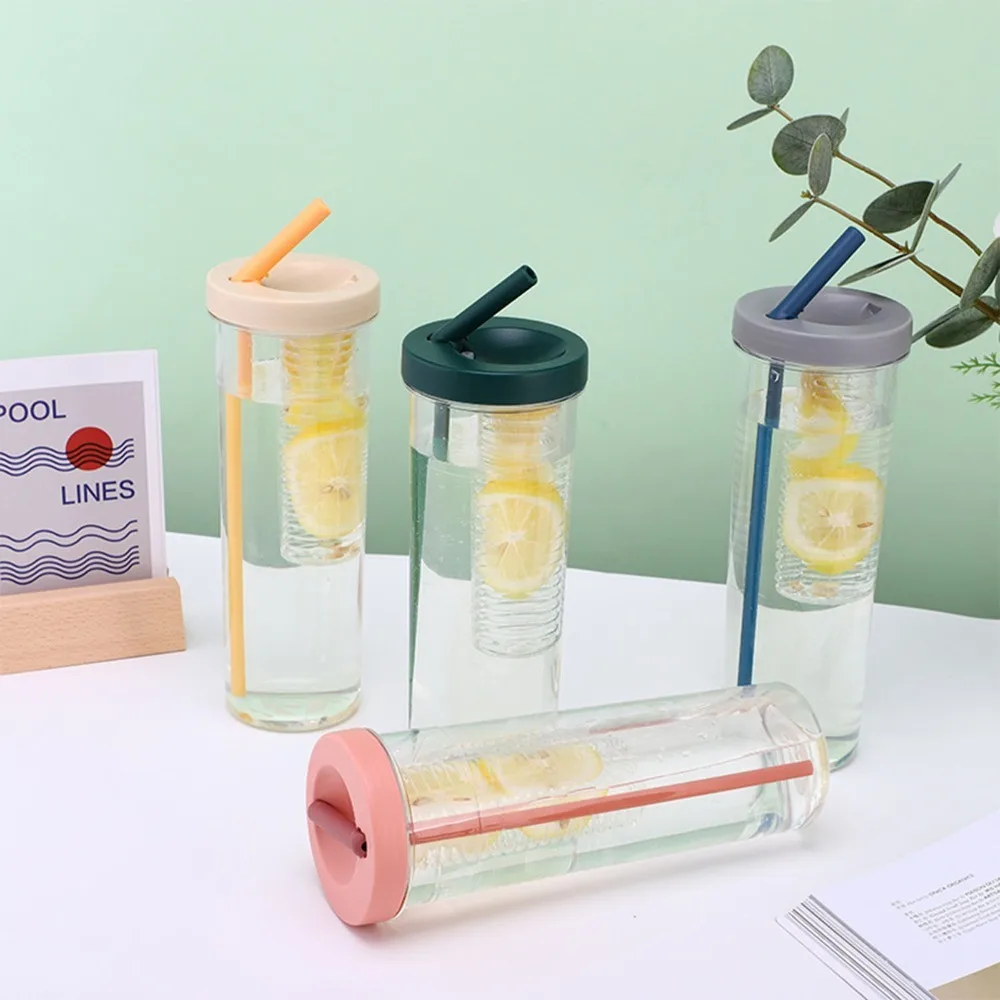 700ml Tube Cup Resin Leakproof Sippy Tumbler Built in Tube Matching Lid Multiple Color Options Beverage Container Travel Use