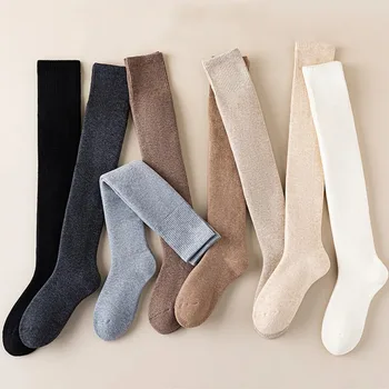 단색 두꺼운 따뜻한 양말, 가을 겨울 탄성 열 울 양말, 올 매치 종아리 튜브 양말, 슬리핑 양말, 2 쌍