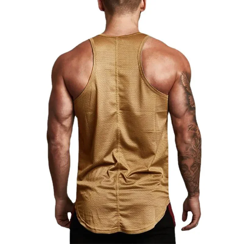 Summer Quick Dry Mesh Gym Clothing Bodybuilding Tank Top Men Fitness Singlets Sleeveless T Shirt Male Muscle Vest