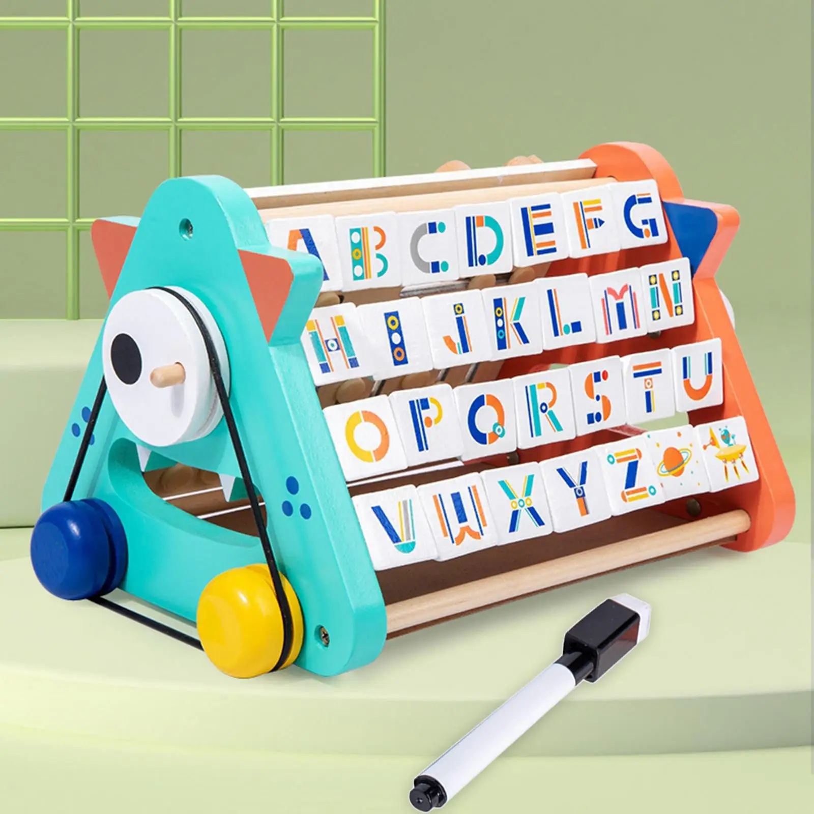 Wooden Busy Board for Kids Montessori Activity Board Triangle Learning Toy Alphabet Game Math Preschool Basic Life Skills Travel