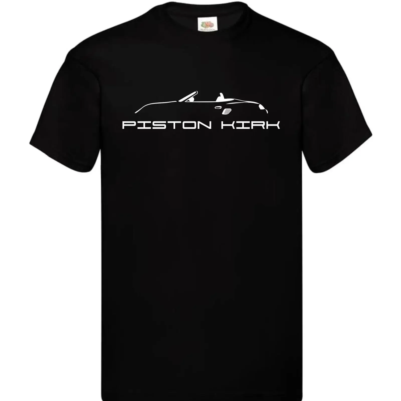 Piston Kirk T Shirt schwarz mit weißem Logo Boxster 986 vintage Washed graphic streetwear Breathable Soft homme Versatile