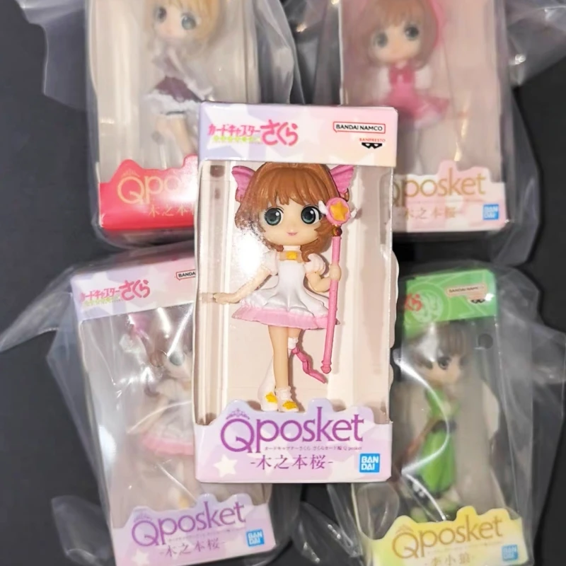 

Genuine Bandai Gashapon Cardcaptor Sakura Sakura Kinomoto Mini Figure Q Posket Kawaii Anime Figure Collectible Toy Display