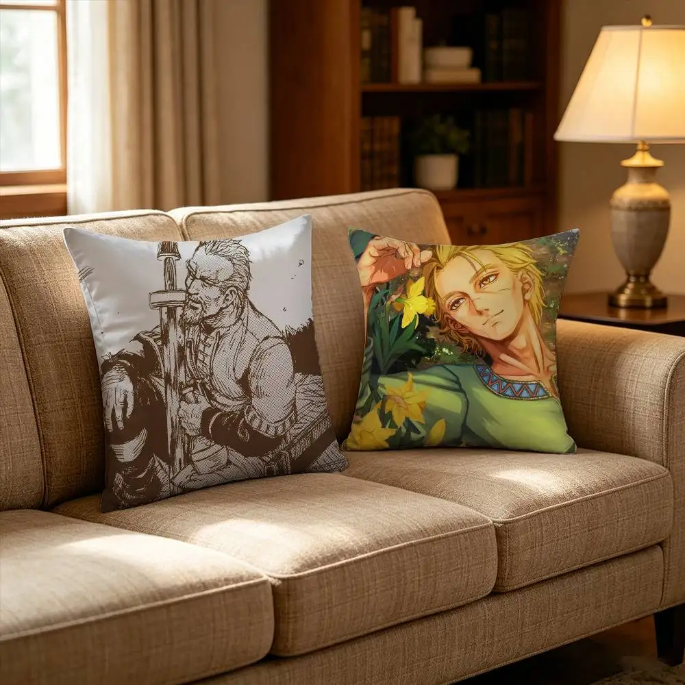 Black V-Vinland Saga Pillow Case Cushion Cover Throw Pillow Case For Car Sofa