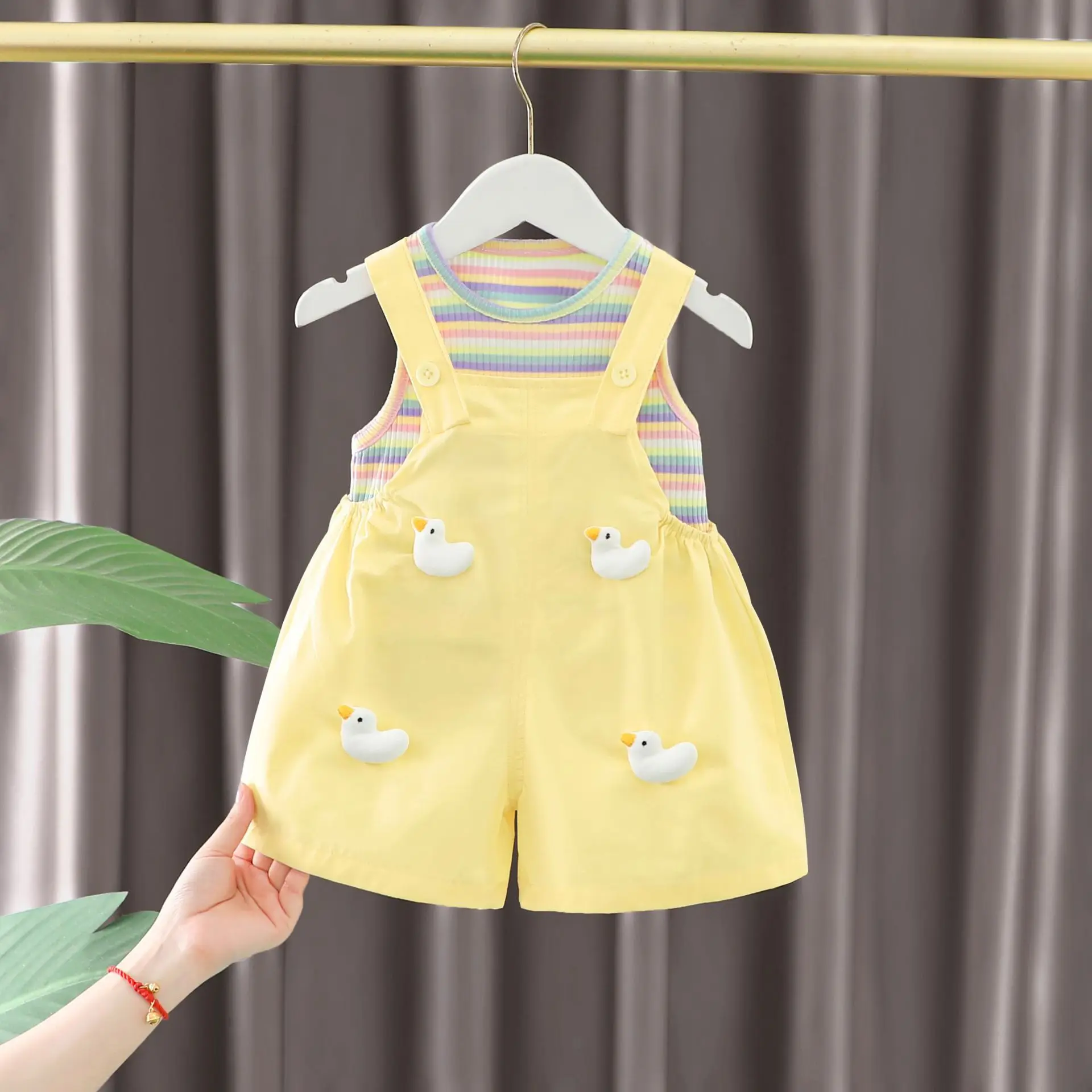 

Girls Jumpsuits Clothes Sets Summer 2024 Children Cotton Vest Tops Overall Shorts 2pcs Cute Suit For Baby Tracksuits Kids Outfit