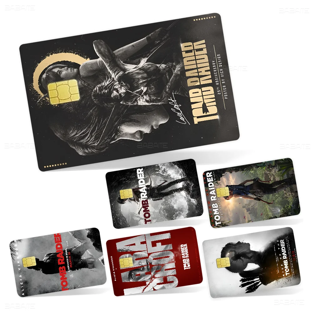 

Tomb Raider Anime Credit Card Skin Stickers No Adhesive Residue Water Proof For VISA Credit Card Subway Access Card