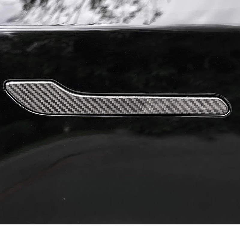 

Для Tesla Model 3/Y настоящая сухая наклейка на дверную ручку из углеродного волокна, обновленная ручка, внутренние аксессуары, аксессуары для автомобилей, инструменты