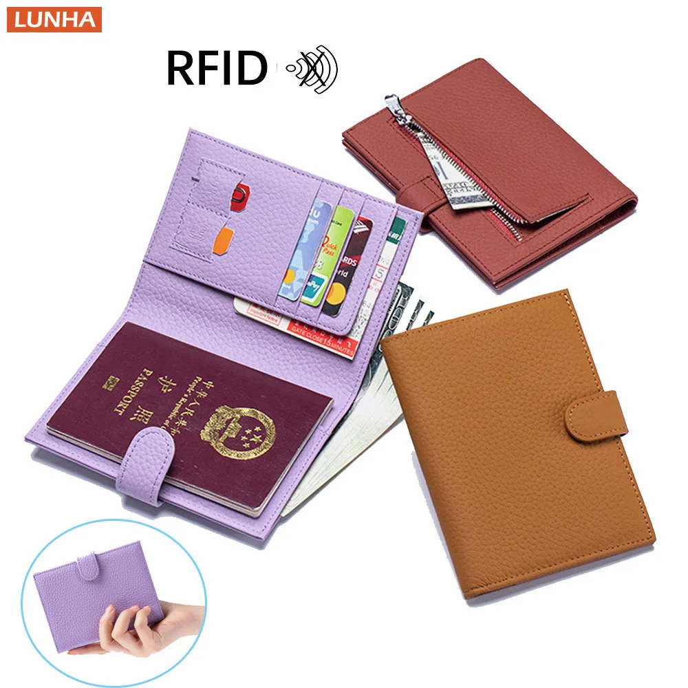 للجنسين حامل بطاقة الهوية جلد طبيعي RFID جواز السفر الغطاء الواقي حقيبة النقدية بطاقة SIM المحفظة تذكرة المنظم أصحاب لسيدة