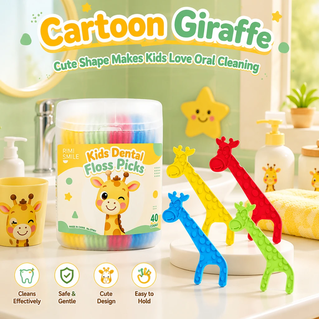200/80/40 Count Children Flossers, Bright Colorful Design, Mini Small Floss Head Arch, Non-Slip Round Concave-Convex Grip