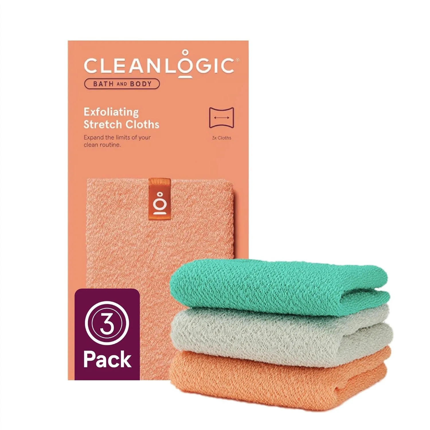 

Body Exfoliating Cloth, Stretchy Washcloths for Smooth Skin, Reusable Shower Tool, 3 Pack