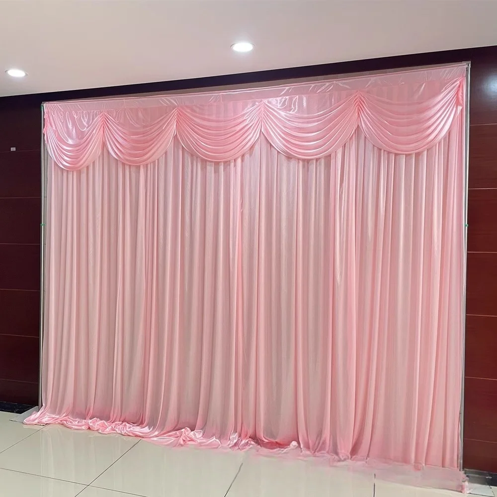 Luxury Ice Silk Backdrop Curtains,Wedding Stage Backdrop Drapes Silk Fabric Curtain for Wedding Ceremony Party Event Birthday