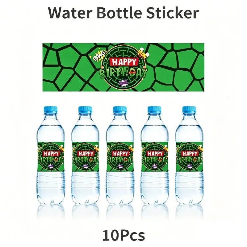 Autocollants pour bouteilles d'eau des tortues Ninja, 10 pièces, nouveaux autocollants pour bouteilles en plastique jetables, imperméables, ne se détachent pas facilement