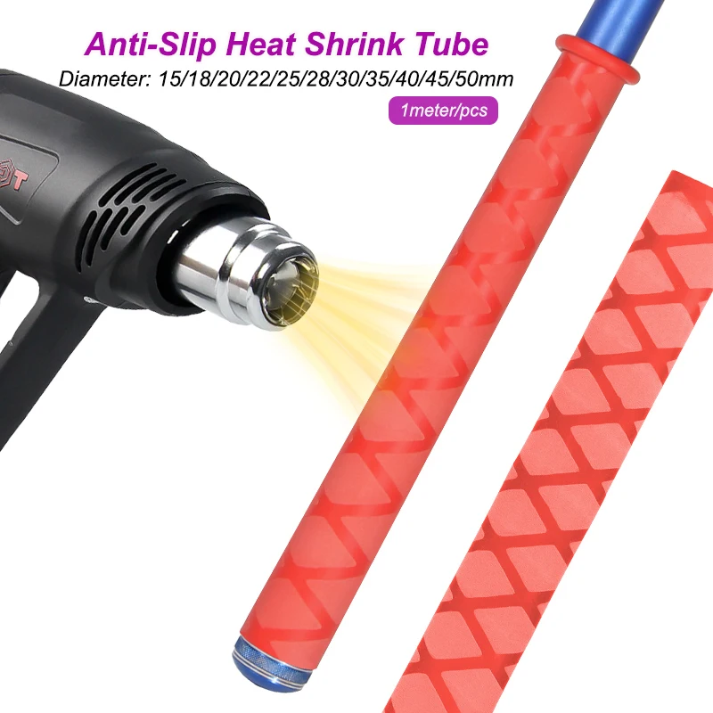 

1 Meter Red Anti-slip Fishing Rod Tube Diameter 15mm ~ 50mm DIY Handle Cover Insulated Waterproof Racket Grip Heat Shrink Tubing