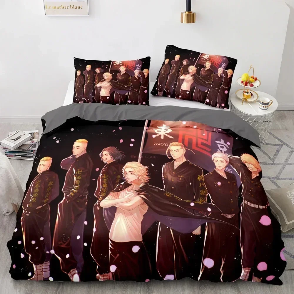 3D Anime Tokyo Avengers Manjiro Sano Bedding Set Duvet Cover Sheet Printed Pillowcase Bed Full Queen King Size Comforter Bedroom