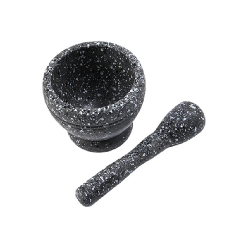 Tigela de moagem de alho Moedor de pilão Decoração de granito Triturador de especiarias Herb Pepper Mixing Pot Ferramenta de moinhos de cozinha 1 conjunto