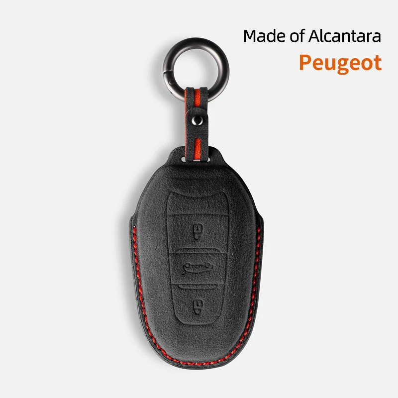 

Alcantara Car Key Case Cover Shell Remote Buttons For Peugeot 408 508 3008 5008 2008 Suede Keychain Protectors Accessories