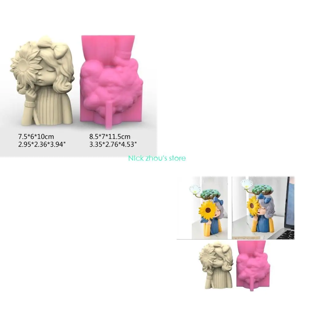 

E15E Цветочный Горшок Силиконовая Форма Бетонная Цементная Форма для DIY Держатель Ручки Домашний Декор