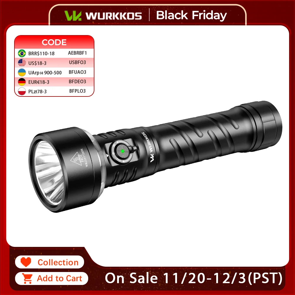 Wurkkos TS27 3200LM Супер яркий фонарик 845M Throw RGB освещение Linterna перезаряжаемый обратный зарядный блок питания для кемпинга