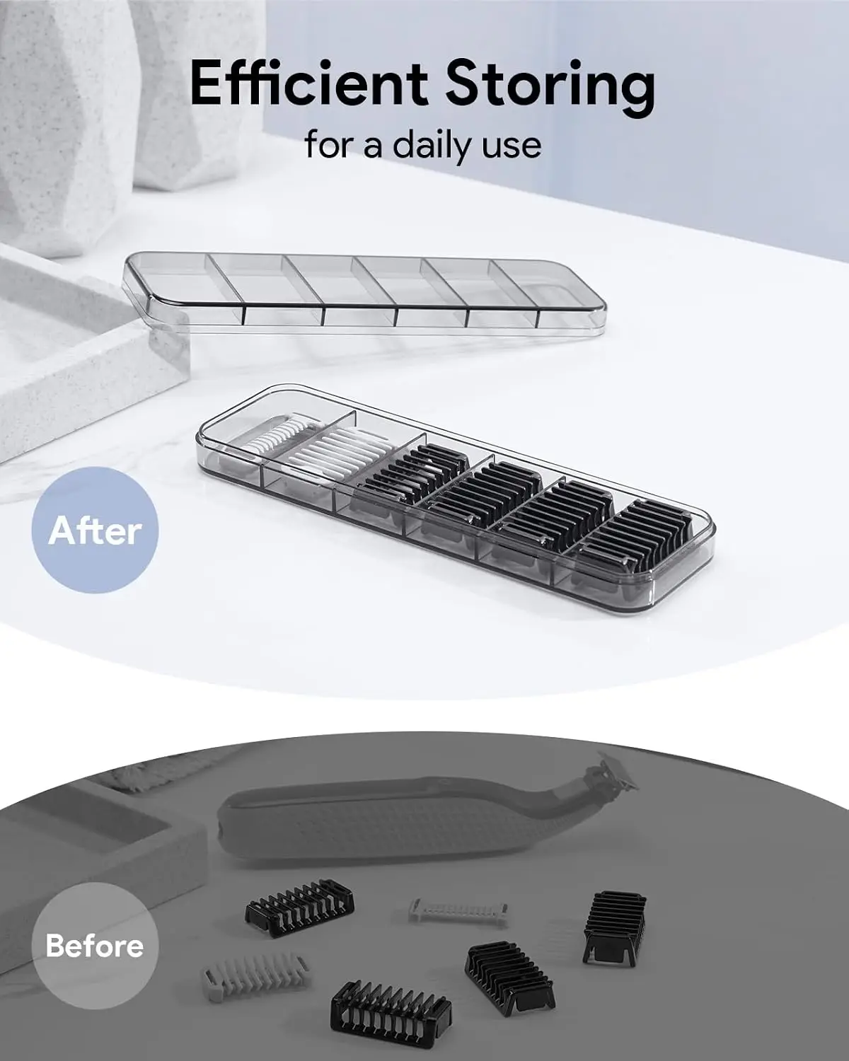 Guide Guards Set - 1/2/3/5mm Comb Attachments, Skin & Body Combs, with a Hard Case - Compatible with Onebalde QP2834/QP2520/30
