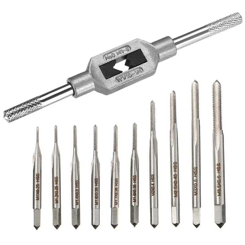 10Pcs Micro-Taps Bit Small Hand Screw Thread Taps M1-M3.5 HSS Mini Metric Plug Tap Screw Tap Drill Tapping Tool-ABAM