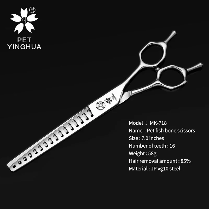 Pet Beauty Fish Bone Scissors 7-inch Wide Teeth Irregular Handle Japanese VG10 Steel Trimming And Thinning Scissors MK-718