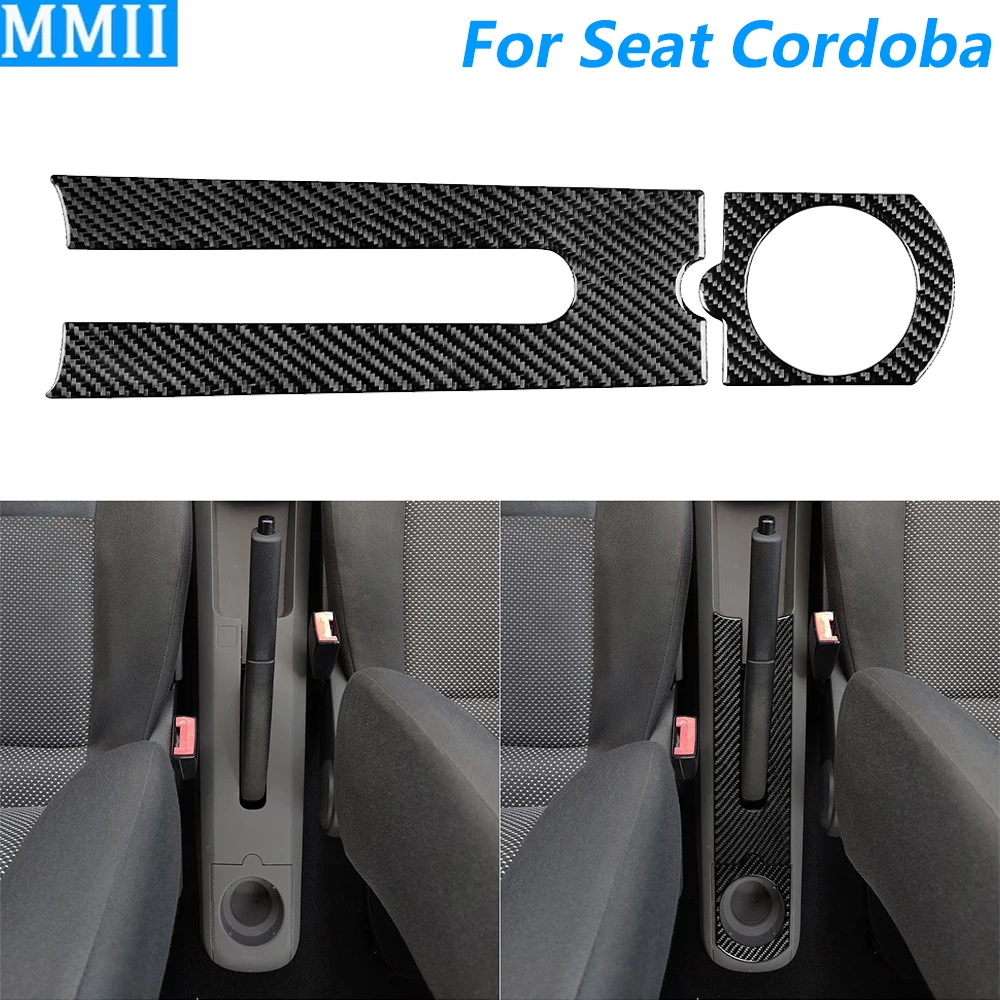 

For Seat Cordoba Ibiza L6 2002-2009 Carbon Fiber Central Control Handbrake Cup Holder Panel Cover Trim Car Accessories Sticker