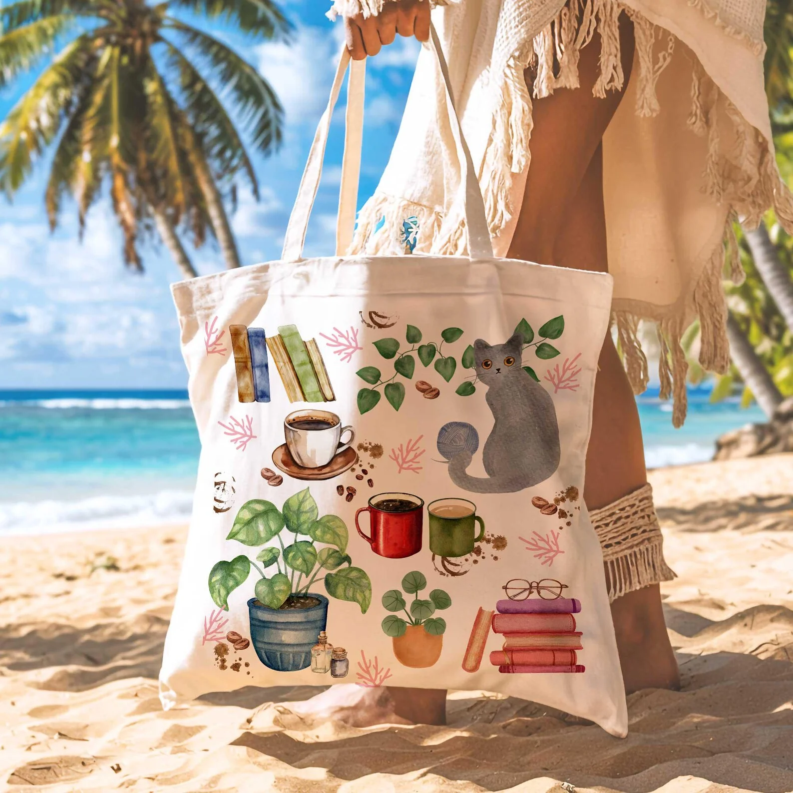 Retro Cat Lover Collage Tote Bag Versatile Minimalist Canvas Shoulder Bag Handbag for Men Women Casual Reusable Travle Bag