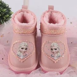 Elsa Snow Boots Disney Frozen Anna Princess Shoes Anime Snow White Winter Boots 2024 New Kids Warm Boots Cotton Shoes Rozmiar 29-36