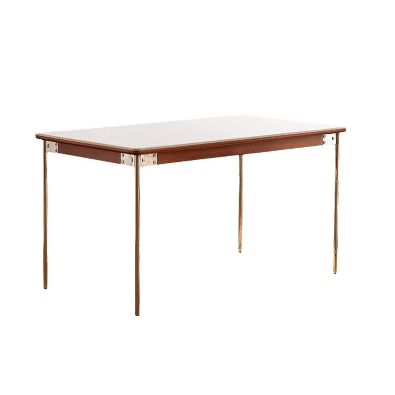 

Retro style five-flavor rock slab solid wood dining table and chairs household modern small apartment Japanese rectangular