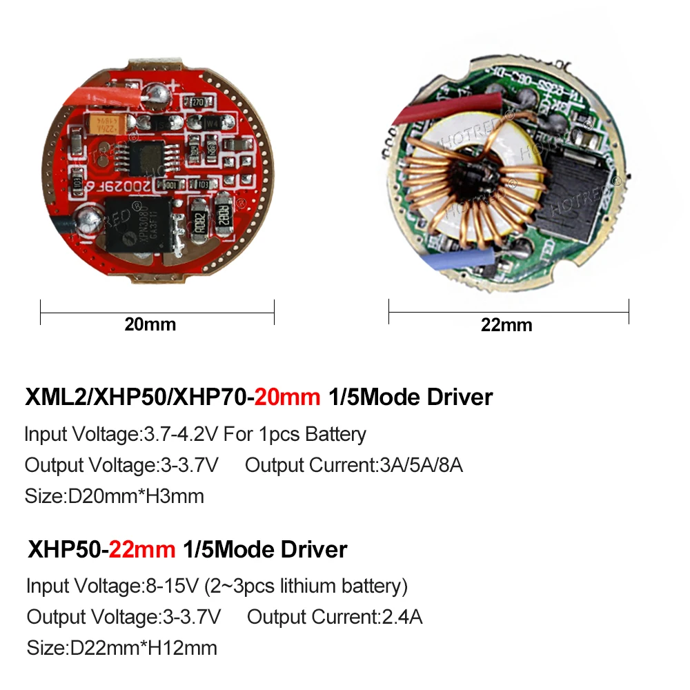 10W 20W 30W LED Flashlight Driver XHP50.2 XHP70.2 XHP90 SST-90 3V 6V 12V 20/22/26/32mm 1/5Mode Circuit Board Power Supply For DI