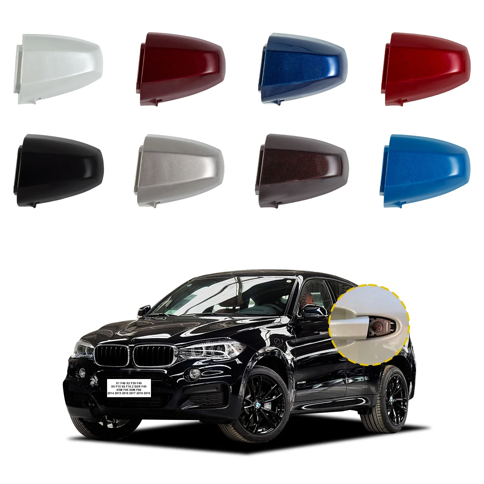 

Door Handle Cover Cap Compatible FOR BMW X1 F48 X2 F39 X5 F15 X6 F16 2014-2019 51217396541 51217396544 Door Handle Key Cover