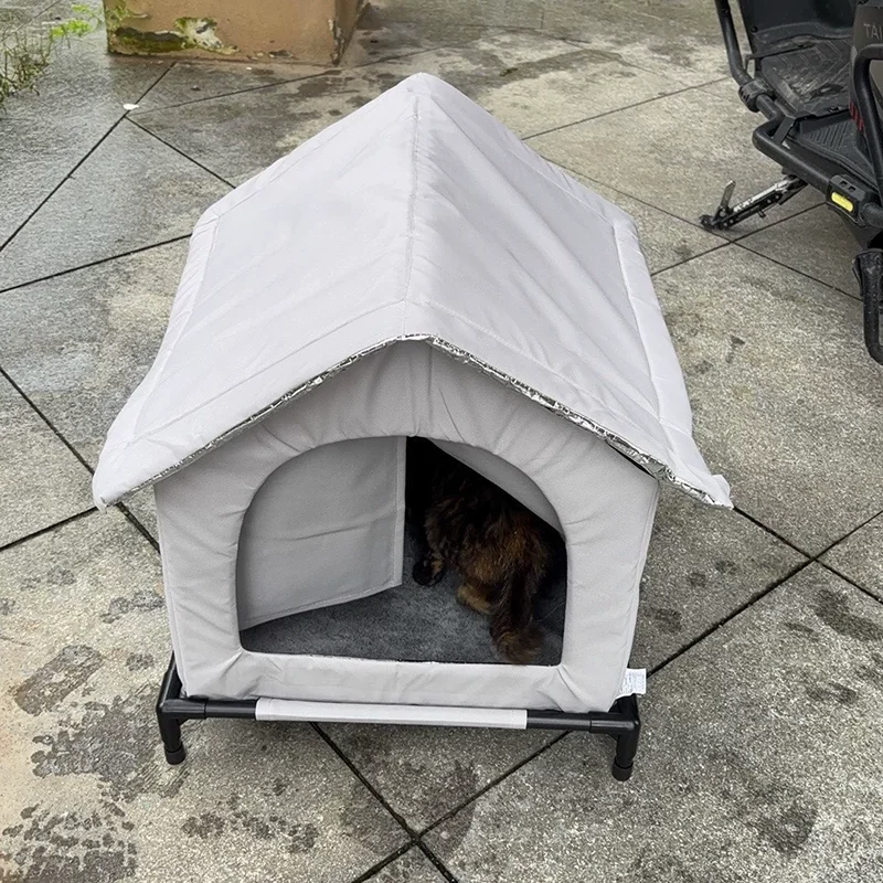 Katzenhaus für draußen, ganzjährig wasserdicht, erhöhter Boden, Sommer-Hitzeisolierung, Winter-Warmhaus für Streuner-Katzen und kleine Hunde. – Detail 12