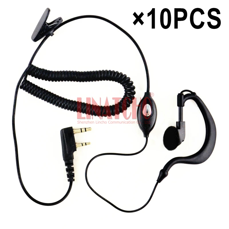 10PCS Retractable Curly Earplug With Wire PTT Mic K Type Connector Black Universal Walkie Talkie Earphone