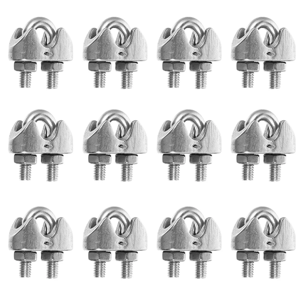 12 Pcs Chuck Wire Ropes Supplies Type Clamp Hardwares Clamps Clips Stainless Steel Bolts Cable